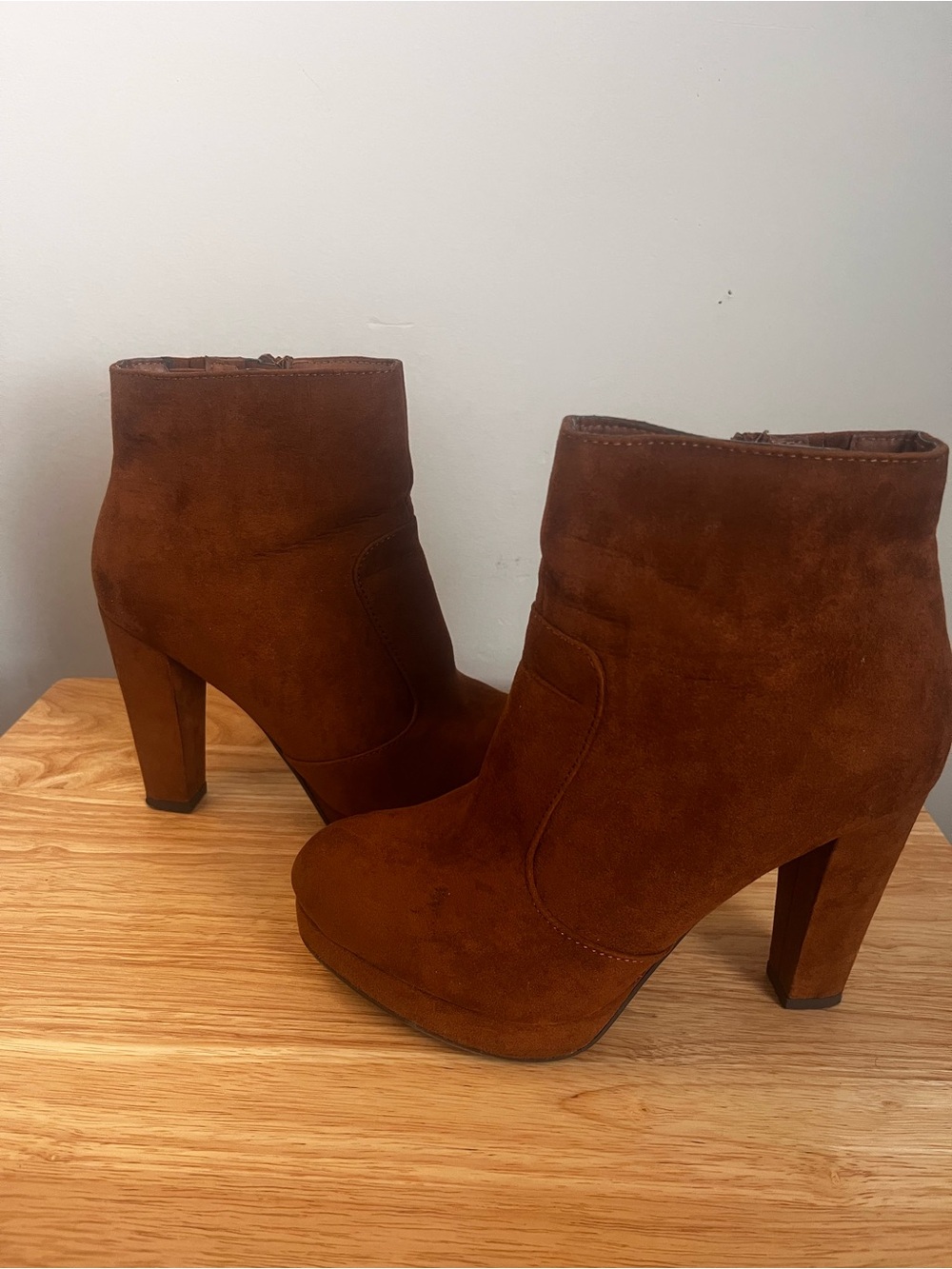 Women’s Suede Ankle Booties in Brown - Stylish High Heel Platform